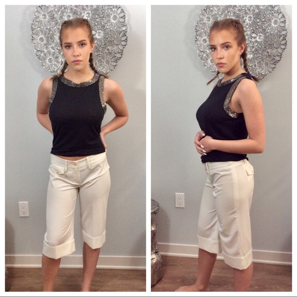 NWT BCBGMAXAZRIA Brown Cropped Pants, Size 4 - Picture 1 of 3